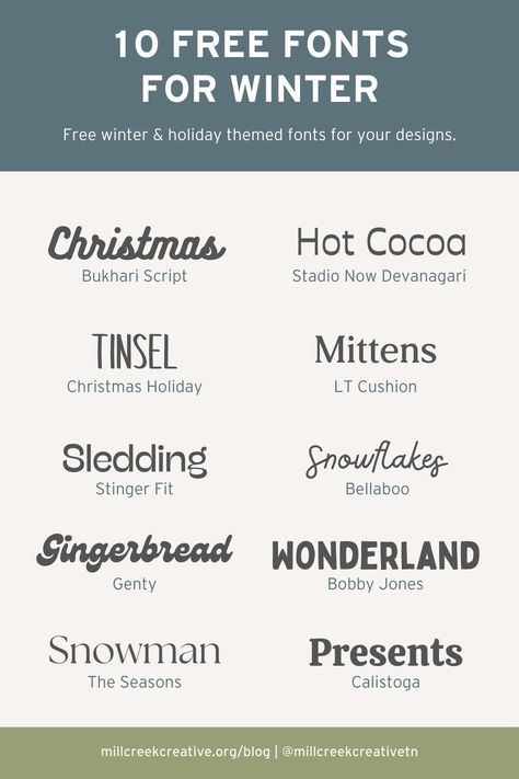 A list of 10 free fonts for winter and holiday themed designs. Canva Christmas Fonts, Slime Packaging, Free Christmas Font, Heart Fonts, Nightmare Before Christmas Font, Christmas Fonts Alphabet, Handwritten Typeface, Merry Christmas Font, Winter Fonts