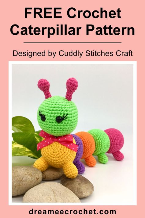 Crochet this cute Amigurumi caterpillar with my free crochet caterpillar pattern. I love crocheting DIY plushies as they make a great gift for kids who love their stuffed animals. Crochet toys are such fun to make and although they may look hard to make, trust me they are not. This tutorial will help you step by step with how to crochet this adorable caterpillar. View my free Amigurumi patterns to find a crochet animal toy you'll love! #crochetanimals #crochettoys #amigurumi #crochetdolls Crochet Caterpillar Pattern, Caterpillar Crochet Pattern, Amigurumi Caterpillar, Caterpillar Crochet, Crochet Caterpillar, Diy Plushies, Pattern Free Amigurumi, Cute Amigurumi, Softie Pattern