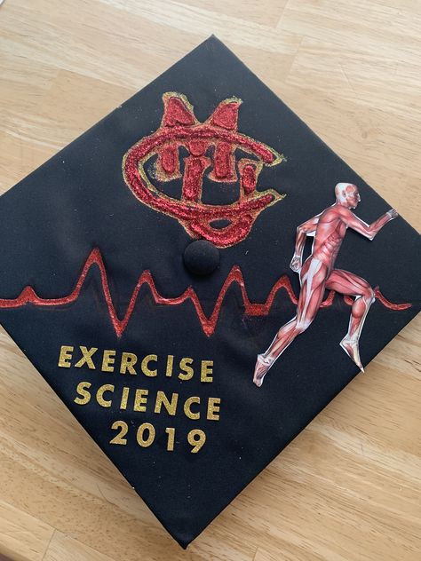 Exercise Science Graduation Cap, Kinesiology Graduation Cap, Science Graduation Cap, College Grad Cap Ideas, Exercise Science, College Graduation Cap Decoration, Graduation College, Diy Graduation Cap, Diy Graduation