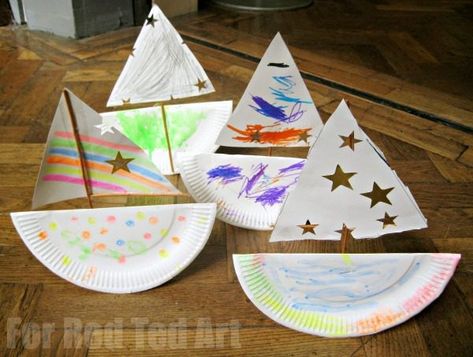 Boat Project For Preschool, Making Boats Preschool, Prek Boat Craft, Yacht Craft Preschool, Paper Boat Craft Preschool, Rocking Boat Craft, Boat Craft For Preschool, Boat Transportation Preschool, Floating Boat Craft