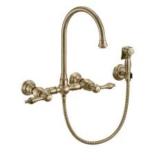 Kingston Brass GS1247AX Heritage 1.8 GPM Wall Mounted | Build.com Wall Mount Kitchen Faucet, Touchless Faucet, Shower Faucet Sets, Wall Mount Faucet, Brass Faucet, Kitchen Faucets, Home Vintage, Tub And Shower Faucets, Faucet Handles