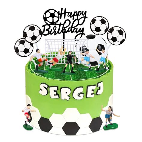 PRICES MAY VARY. PACKAGE – Each package includes 20 pieces soccer cake decoration set, 7 pieces soccer players, 1 piece soccer ball, 2 pieces goals, 10 pieces soccer cake topper, 1 piece soccer theme happy birthday cake toppers. SIZE – The size of soccer players is about 1.4 to 1.8 inches, the size of soccer is about 2.5 inches, the size of soccer cake toppers is about 1.9 inches, the size of happy birthday cake topper is about 2 to 2.5 inches. MATERIAL – These soccer players are made of resin, Boys Soccer Birthday Party, Football Cake Decorations, Sports Cake Topper, Soccer Ball Cake, Soccer Theme Parties, Soccer Birthday Cakes, Football Cake Toppers, Soccer Cake, Soccer Birthday Parties