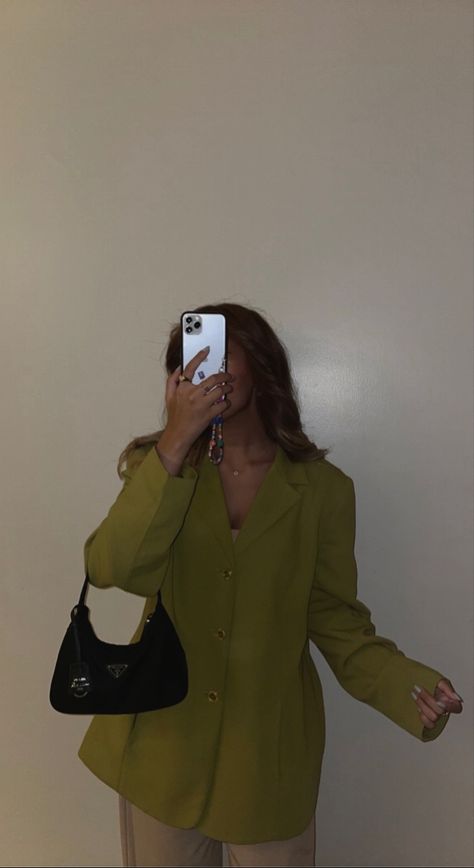 Prada Nylon Bag, Prada Nylon, Causual Outfits, Nylon Bag, Cloth Bags, Women's Blazer, Prada, Lab Coat, Mirror Selfie