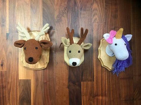 Plush Taxidermy, Elk Taxidermy, Deer Skull Wall Mount, Crochet Animal Head, Alternative Crochet, Crochet Taxidermy, Horse Crochet, Crochet Moose, Animal Mounts