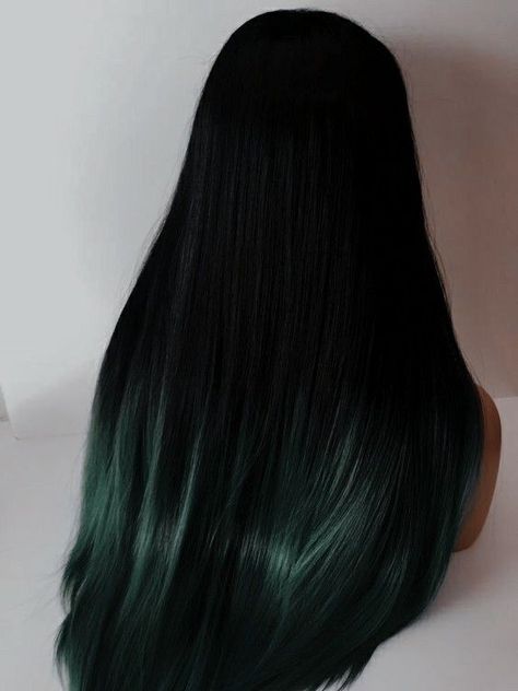 Dark Winter Hair Color 2023-2024 21 Ideas: Embrace the Bold and Beautiful - women-club.online Midnight Jade Hair Color, Emerald Green Highlights In Black Hair, Dark Dark Green Hair, Blue Green Black Hair, Deep Emerald Green Hair, Very Dark Green Hair, Midnight Green Hair, Green Tinted Hair, Dark Emerald Hair