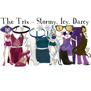 The Trix - Stormy, Icy, Darcy (Winx Club) Winx Club Trix Outfits, Darcy Winx Club, Girl Face Drawing, Trio Halloween Costumes, Villain Costumes, Disney Inspired Fashion, Diy Kostüm, Costumes For Teens, Fandom Outfits