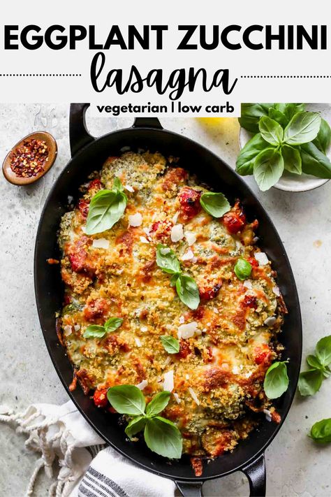 Eggplant Zucchini Lasagna, Lasagna Low Carb, Burst Cherry Tomatoes, Vegetarian Low Carb, Pesto Ricotta, Zucchini Lasagna Recipe, Pesto Lasagna, Healthy Eggplant, Eggplant Zucchini