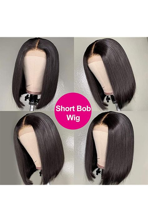 Bob Wig Human Hair 150% Density 13x4 HD Transparent Lace Front Wigs Pre Plucked with Baby Hair Glueless Wigs Short Bob Frontal Wigs for Black Women Natural Black(Straight Bob Wig, 12inch) Body Wave Headband Wig, Wigs Body Wave, Wig For Black Women, Headband Wig, Natural Black Women, How To Make Headbands, Wig Human Hair, Headband Wigs, Bob Wig