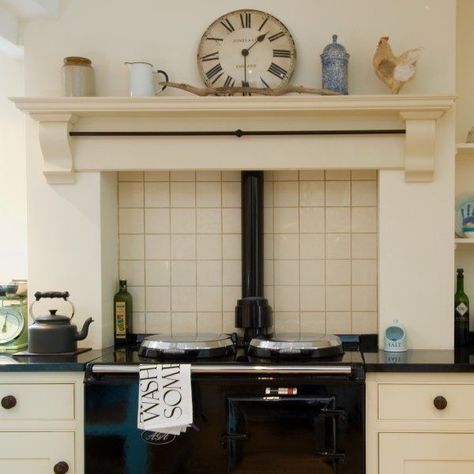 Aga Mantle Ideas, Shelf Over Cooker, Shelf Above Cooker Ideas, Aga Surround Mantles, Kitchen Overmantle, Oven Mantle, Aga Mantle, Cooker Mantle, Cooker Shelf