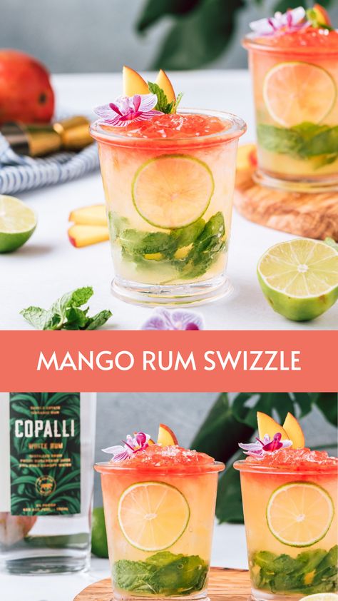 Rum Swizzle, Mango Rum, Rum Cocktails, Fancy Cocktails, Fruity Cocktails, Rum Drinks, Fancy Drinks, Summer Cocktail Recipes, Cocktail Drinks Recipes