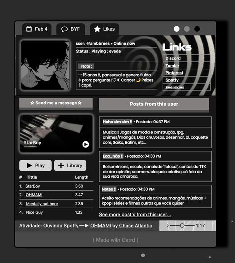 ☆꒰꒰✦ #carrd #aesthetic Carrd Inspo Aesthetic, Tumblr Layout Aesthetic, Webpage Aesthetic, Aesthetic Carrd Ideas, Carrd Inspo Template Dark, Oc Id Card, Carrd Inspo Dark, Tumblr Blog Theme, Strawpage Inspiration