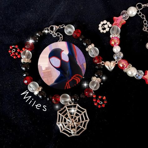 Miles Morales Bracelet, Bff Bracelets, Jewelry Accessories Ideas, Miles Morales, Accessories Ideas, Bracelet Ideas, Diy Charms, Matching Bracelets, Random Things