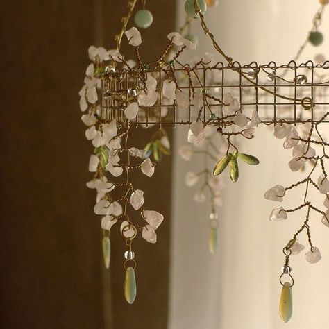 Patrizia Tugnoli | VK Driftwood Chandelier, Weeping Cherry Tree, Open Living Room Design, Weeping Cherry, Beaded Lamps, Cute Diy Room Decor, Diy Chandelier, Garden Pond, Little Garden