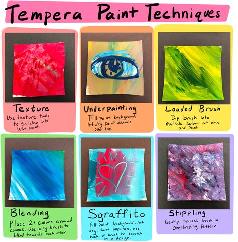 Tempera Painting Techniques Tempera Paints Ideas, Tempera Art Ideas, Tempera Painting Ideas, Tempera Paint Projects, Therapeutic Art Activities, Painting Exercises, Teaching Painting, Tab Art, Painting Station