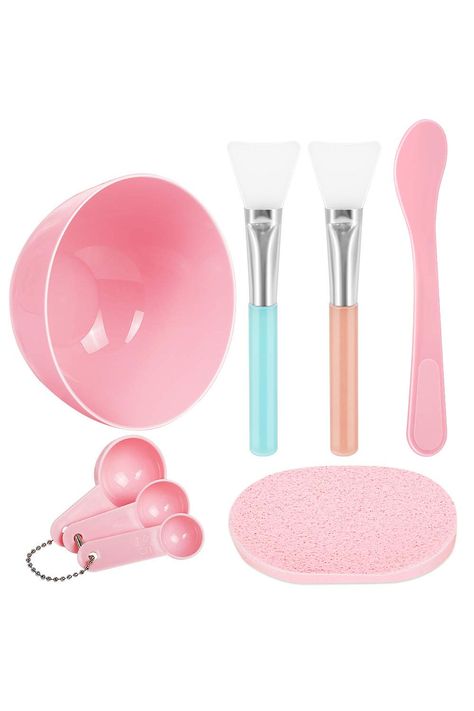 Penyimpanan Makeup, Mask Bowl, Diy Facial Mask, Face Mask Brush, Alat Makeup, Mixing Bowl Set, Pink Mask, Diy Facial, Mixing Bowls Set