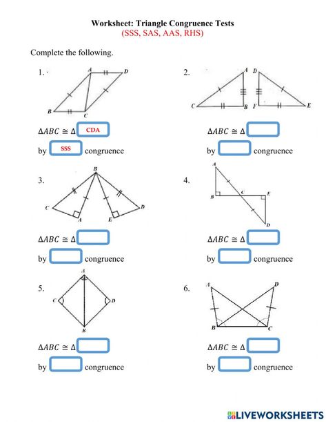 Triangle Congruence, Congruent Triangles, 2nd Grade Spelling, Triangle Worksheet, Geometry Worksheets, Algebra Worksheets, Grade Spelling, Right Triangle, Teacher Worksheets