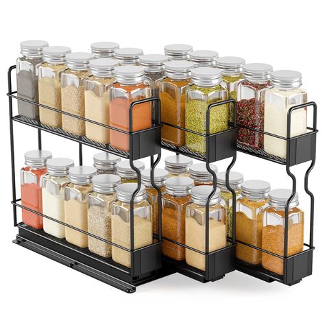 Pull Out Spice Rack, Cabinet Spice Rack, Organizer Cabinet, Upper Kitchen Cabinets, Sliding Shelves, Spice Rack Organiser, Refrigerator Drawers, Spice Labels, Spice Cabinet