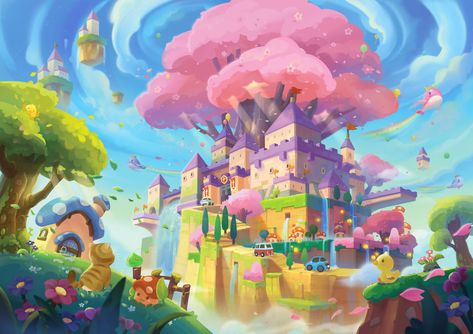 ArtStation - spring day, yang sohyeon Spring Games, Landscape Concept, Game Concept Art, Clash Royale, Cartoon Background, A Castle, 3d Cartoon, Fantasy Art Landscapes, Visual Development