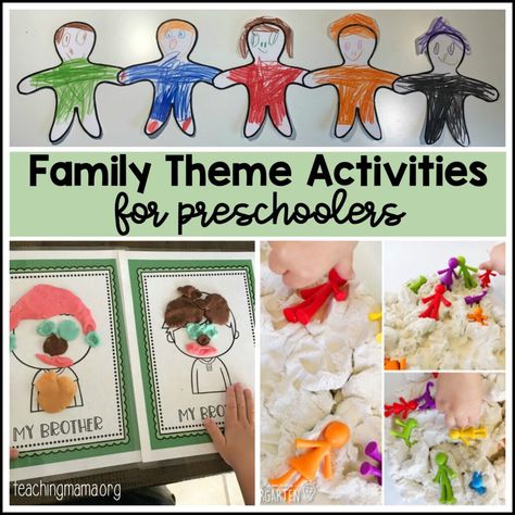 family theme activities for preschoolers Me And My Family Preschool Theme Crafts, Learning About Families Preschool, Family Activities Kindergarten Classroom, Families Theme For Preschool, Family Theme Crafts For Toddlers, My Family Theme Preschool Activities, All About Me Family Preschool Theme, Preschool Family Theme Crafts, Family Pre K Activities