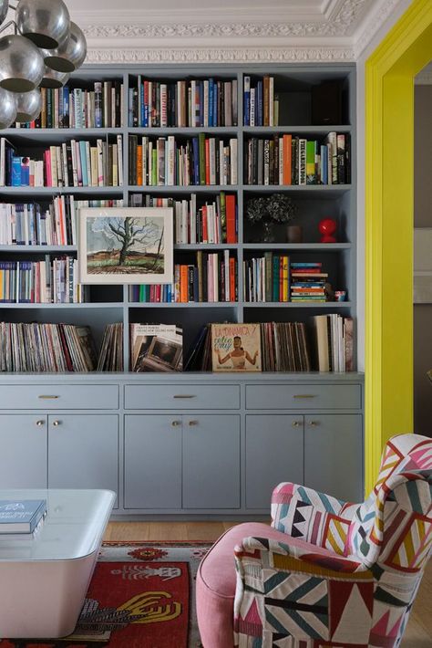 16 modern living room color ideas - from bold and bright to soft and subtle | Livingetc Yellow Living Room, Living Room Shelves, Room Shelves, Home Libraries, Book Nook, Living Room Colors, A Living Room, Home Library, Built In Storage