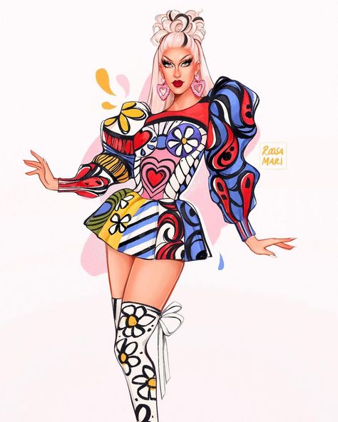 roosa-mari (@roosamari_art) • Instagram photos and videos Pastel Goth Fashion Outfits, Drag Queen Outfits, Anime Artist, Illustration Anime, Extreme Fashion, Pastel Goth Fashion, Fashion Design Patterns, Painting Art Lesson, Sketch Illustration