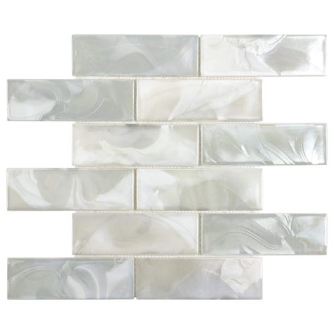 Brick Mosaic, Brick Material, Tile Covers, Glass Brick, Glass Subway Tile, Mosaic Wall Tiles, Bay House, Accent Tile, White Brick