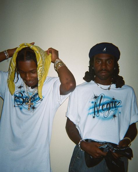 Dev Hynes and A$ap Rocky 2000s Rap Aesthetic, Dev Hynes, Blood Orange Cocktail, Project Pat, Pretty Flacko, A$ap Rocky, Evolution Of Fashion, Hip Hop Art, Asap Rocky