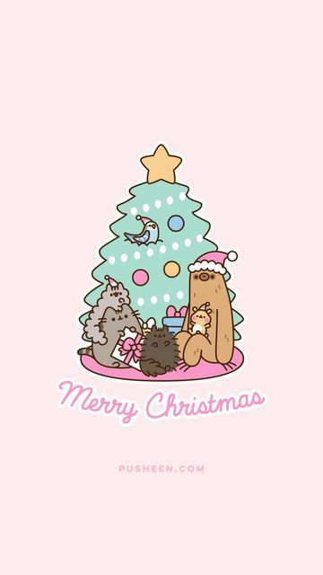 Pusheen Christmas, Pusheen Stuff, Pusheen Wallpaper, Wallpaper Queen, Christmas Kawaii, Cute Corgi Puppy, Pusheen Cute, Xmas Wallpaper, Christmas Wallpapers