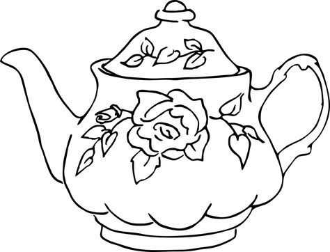 Rose Teapot Teapot Pouring Tea Drawing, Cute Teapot Drawing, Teapot Doodle, Kettle Sketch, Tea Pot Drawing, Teapot Sketch, Tea Pot Illustration, Teapot Drawing, Teapot Illustration