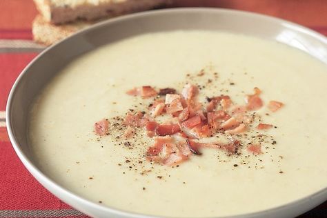 Cauliflower And Potato Soup, Potato Soup With Bacon, Cauliflower And Potato, Soup With Bacon, Potato Bacon Soup, Potato Bacon, Cream Of Potato Soup, Cauliflower Potatoes, Bacon Cauliflower