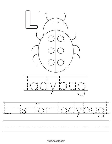 L is for ladybug Worksheet - Twisty Noodle Ladybug Worksheet, L Is For Ladybug, Ladybugs Preschool, Preschool Homework, Ladybug Life Cycle, Cultural Crafts, Ladybug Crafts, Preschool Lesson Plan, Teacher Planning