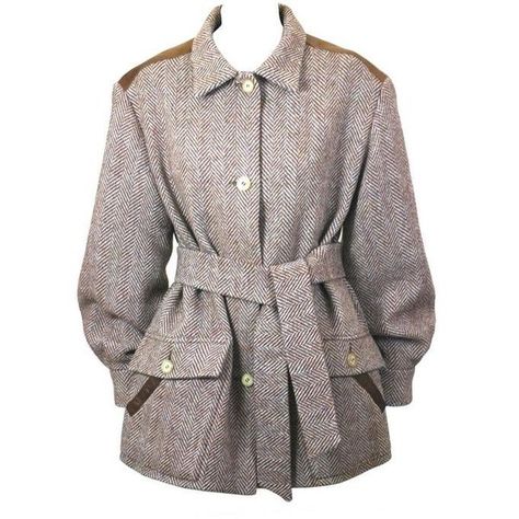 Preowned Hermes Tweed And Leather Trimmed Jacket (2,690 MYR) ❤ liked on Polyvore featuring outerwear, jackets, multiple, herringbone tweed jacket, brown tweed jacket, leather trim jacket, logo jackets and brown herringbone jacket Hermes Logo, Hermes Clothes, Herringbone Tweed Jacket, Hermes Fashion, Png Clothes, Herringbone Jacket, Outfit Png, Grey Jacket, Grey Herringbone