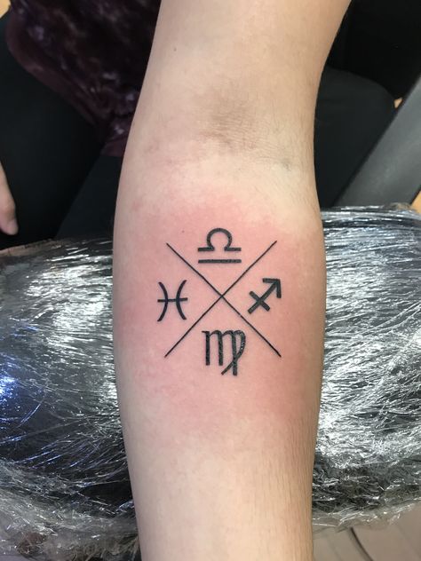 All of my siblings zodiac signs Family Horoscope Tattoo, Sibling Zodiac Sign Tattoos, Tattoo For My Siblings, Multiple Zodiac Sign Tattoos, Family Astrology Tattoo, Family Zodiac Sign Tattoos, Family Zodiac Tattoos Ideas, Zodiac Family Tattoo, Sibling Symbols