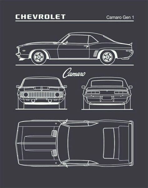 Chevrolet Camaro Art, Camaro Art, Car Blueprint, Auto Art, Car Illustration, Car Sketch, Car Drawings, Car Posters, Patent Prints