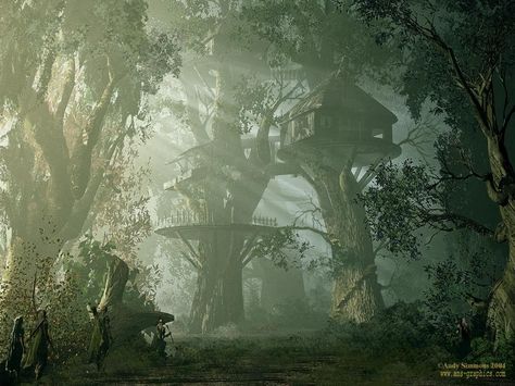 Inspirational Art - Exalted 3e Edition - Onyx Path Forums Forest Elf Aesthetic, Tree Village, Forest Village, Beyond The Lights, Elf Tree, Shannara Chronicles, Forest Elf, Between Two Worlds, Wood Elf