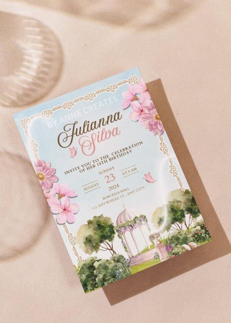 Ethereal Invitation Card, Template Invitation Card, Ethereal Forest, Whimsical Wedding Invitations, Fairytale Birthday, Debut Ideas, Template Invitation, Elegant Garden, Fairy Wands