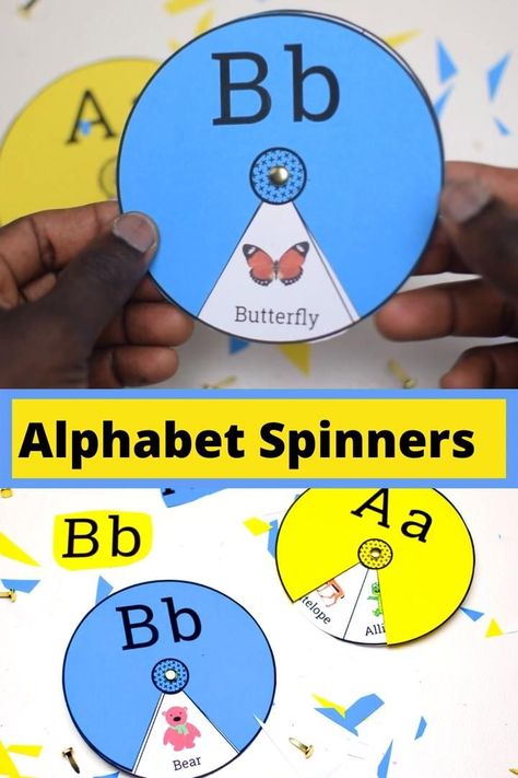 Printable Alphabet Spinners, Kids Learning Activities Preschool, Learning Activities Preschool, Abc Activities Preschool, Alphabet Video, Alphabet Activities Kindergarten, Free Printable Alphabet, Abc Kids, English Activities For Kids