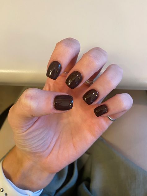 Opi Thats What Friends Are Thor, Thats What Friends Are Thor Opi, Short Brown Square Nails, Dip Square Nails, Dark Brown Short Nails, Brown Short Square Nails, Short Nails Sns, Dark Square Nails, Square Brown Nails