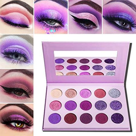 Holographic Eyeshadow, Pink Eyeshadow Palette, Galaxy Makeup, Orange Eyeshadow, Eyeshadow For Blue Eyes, Eye Makeup Palette, Purple Eye Makeup, Pink Eye Makeup, Glitter Eyeshadow Palette