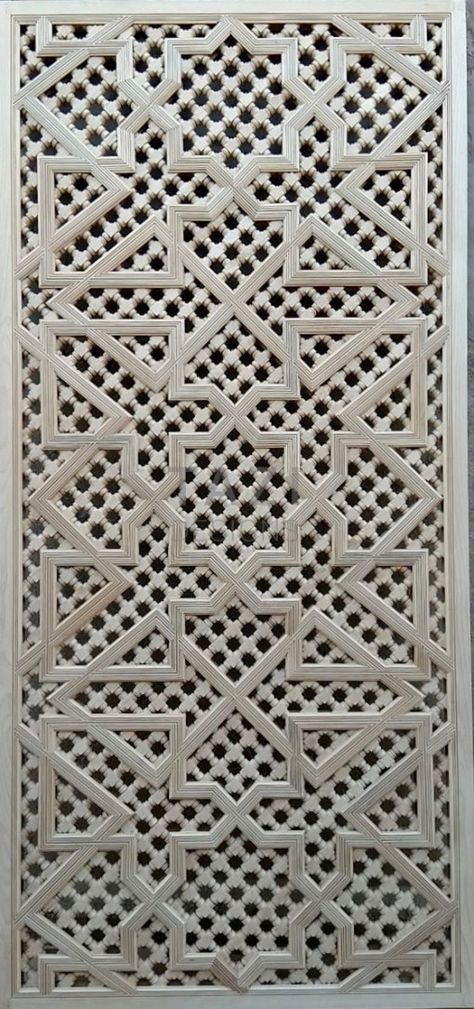 Moroccan Wood panel & Screens – Tazi Designs Terracotta Jali, Wood Panel Texture, Moroccan Doors, Lattice Screen, Square Lattice, Moroccan Bedroom, Wood Screens, Bed Back, Bone Inlay