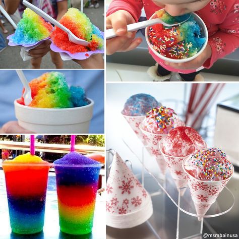 Snow cones are a variation of shaved ice or ground-up ice desserts commonly served throughout North America in paper cones or foam cups.The dessert consists of ice shavings that are topped with flavored sugar syrup.Depending on the region of North America, the terms "snowball" and "snow cone" may refer to different things.  #snowcones #summer  #ice #flavers #cherry #goodvibes #funtimes #cool  #cold #cone #cups #dessert #sugarsyrup #NorthAmerica #snowball #snowcone #snow #usa #foodphotography Snowcone Stand Ideas, Shave Ice Syrup Recipe, Sno Cone Syrup, Snowball Stand, Shaved Ice Recipe, Snow Cones Recipes, Snow Cone Stand, Snow Cone Syrup, Snow Ice Cream