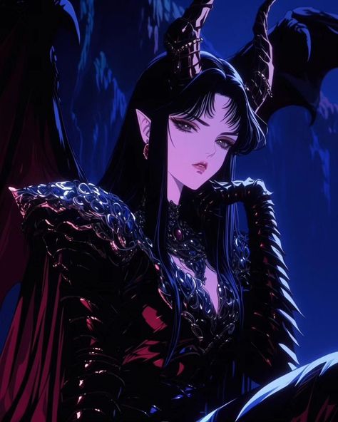 Demon Queen AI Generated / Midjourney #ai #midjourney #animestyle #darkanime #retroanime #demon #queen Demon Queen Anime, Dark Manga, Demon Queen, Discord Pfps, Queen Anime, Queen Art, Wallpaper Photos, Old Anime, Digital Art Anime