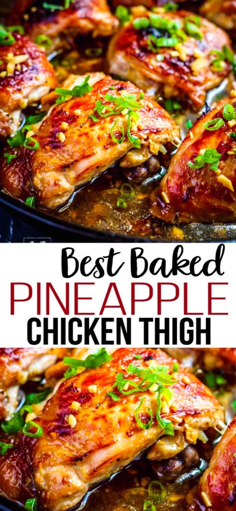 Healthy Chicken Thigh Meals, Chicken Thigh Recipes Pineapple, Pineapple Chicken Legs Recipe, Chicken Thigh Recipes With Pineapple, Grilled Boneless Chicken Thigh Recipes, Marinades For Chicken Thighs, Summer Chicken Thigh Recipes Bone In, Pineapple Marinade For Chicken, Oven Baked Pineapple Chicken