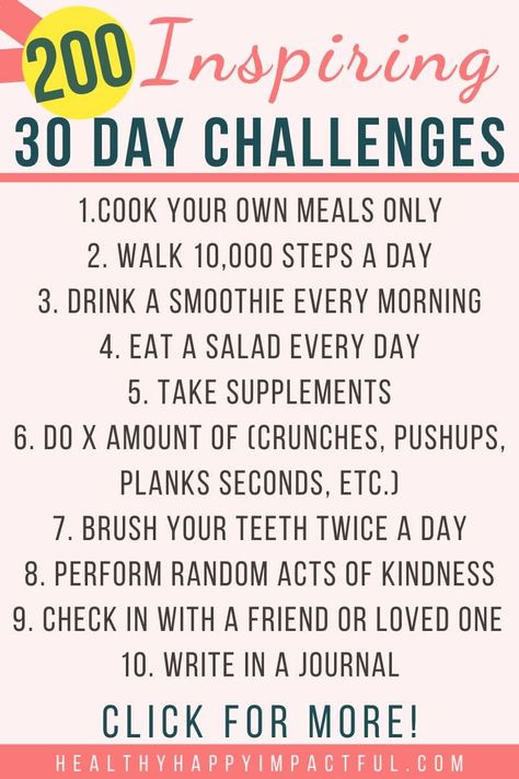 30 days challenge ideas pin 100 Day Challenge Ideas, No Sweets Challenge 30 Day, 30 Day No Spend Challenge, 1 Week Challenge, 30 Day Clean Eating Challenge, 3 Day Challenge, Minimalist Lifestyle Simple Living, 30 Day Challenges, 10000 Steps A Day