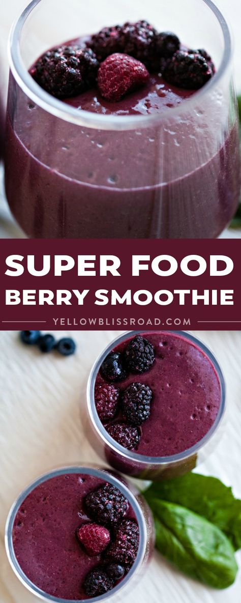 Jump-start your day with this Super Food Berry Smoothie! Full of vitamins, fiber, and antioxidants, it's nutrition at its best! via @yellowblissroad Berry Board, Pregnancy Recipes, Vitamix Smoothies, Antioxidant Smoothie, Superfood Smoothies, Blackberry Smoothie, Banana Apple Smoothie, How To Make Smoothies, Front Teeth