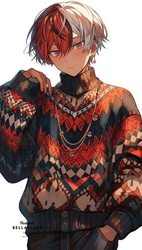 #SweaterPerfection #TodorokiShoto #FashionableSweater #ElevatedLook #FashionIcon Description: Experience sweater perfection as Todoroki Shoto elevates his look with a fashionable sweater design. Coloring Clothes, Anime Streetwear Art, Anime Sweater, Relatable Comics, Fire Drawing, A Cartoon Character, Anime Picture Hd, Anime Show, Anime Demon Boy