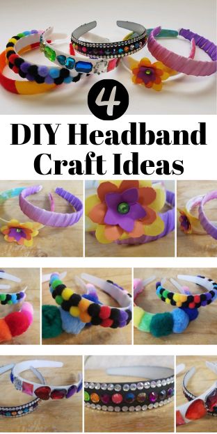 Here are a few ideas from Crafty Kate to inspire your own personalized hair accessories using white plastic headbands, a perfectly pretty DIY project to fit any theme for your next party, group gathering or craft event! Decorate Headbands Ideas, Craft Hair Accessories, Headband Decorating Ideas, Plastic Headbands Diy, Headband Ideas Diy, Diy Headbands For Kids, Beaded Headband Diy, Decorating Headbands, Diy Hair Accessories For Kids