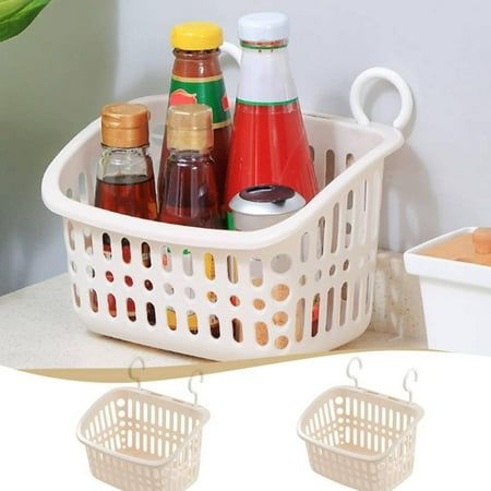 Durable Plastic Construction: Made from sturdy polypropylene plastic for long-lasting use. Multipurpose Storage: Use these baskets for organizing laundry, linens, kitchen items, dorm room supplies, and more. Modern Style: Sleek, rectangular design with open top provides a modern look. Non-Slip Finish: The shower caddy has a non-slip base to prevent baskets from moving. Easy to Install: Hang these baskets on a hook, rod, or wall for convenient storage. Specification: Color: Beige Material: Plasti Dorm Room Supplies, White Storage Baskets, Bathroom Pantry, Large Storage Bins, Closet Shoe Storage, Pantry Kitchen, Storage Hanging, Portable Shower, Grey Storage