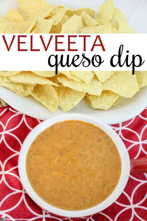 Velveeta Queso Dip is a simple, easy recipe that makes a delicious appetizer! This cheese dip recipe is perfect for tailgating and the big game. #dip #snacks #appetizers #partyfood #queso #velveeta Queso Velveeta, Velveeta Queso Dip, Queso Dip Velveeta, Velveeta Cheese Dip, Recipes With Velveeta Cheese, Easy Queso, Velveeta Queso, Queso Dip Recipe, Cheese Dip Recipe