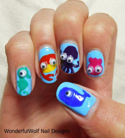 Whale Nail Art, Octopus Nail Art, Whale Nails, Nail Designs Beach, Octopus Nails, Eye Nail Art, Beach Tan, Animal Nails, Rehoboth Beach